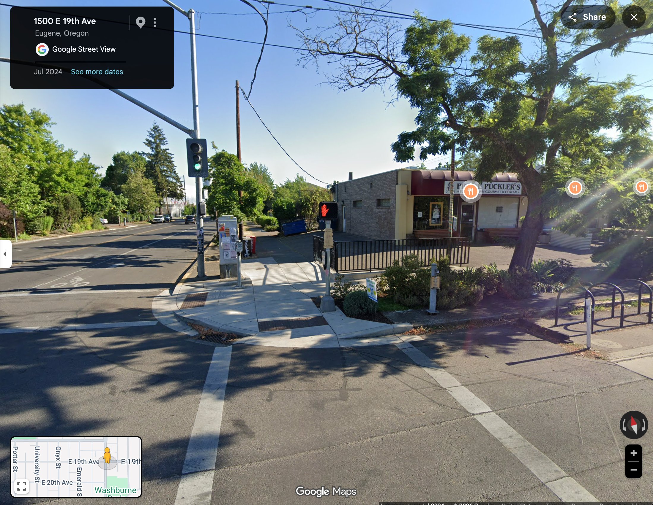 19th & Agate, Eugene, Oregon · Prince Puckler's on the corner